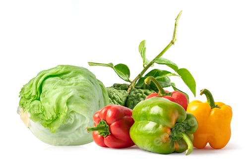 Preview: Vegetable mix for cooking food in kitchen on white background.