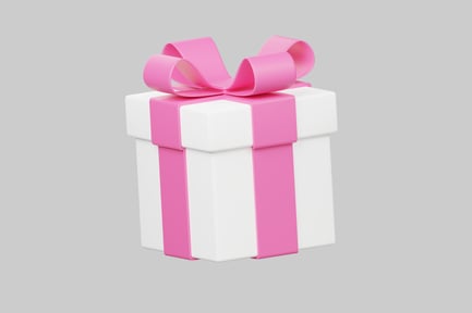 Preview: White gift box with pink ribbon and bow