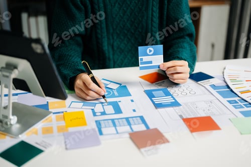 Preview: UX graphic designer planning application process development prototype wireframe