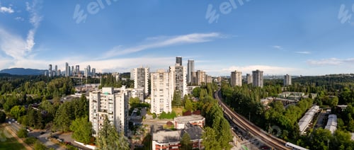 Preview: Aerial View of Burnaby Buildings and Greenery in Greater Vancouver, Canada