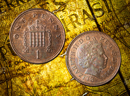 Preview: United Kingdom one penny coin, Queen Elisabeth II