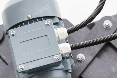 Preview: Electrical box with connected cables. Part of electric engine or other industrial machinery