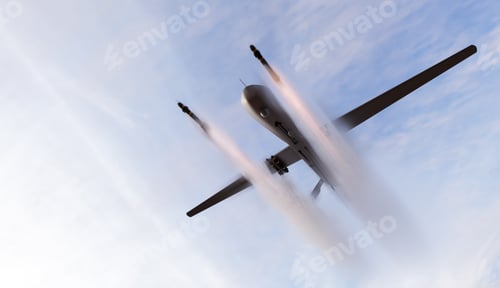Preview: Military combat drone UAV launching missiles