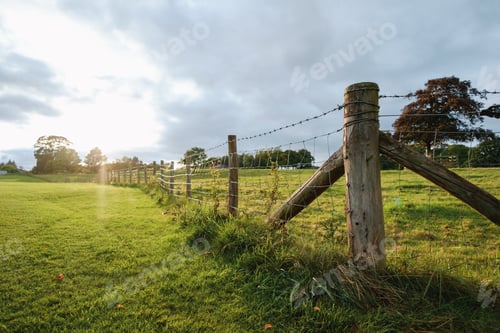 Preview: Farm wooden and wire fence