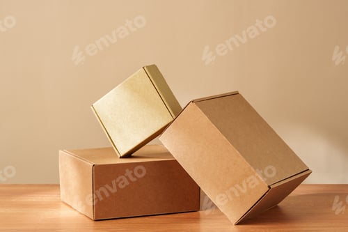 Preview: Some Cardboard Boxes on a Wooden Table