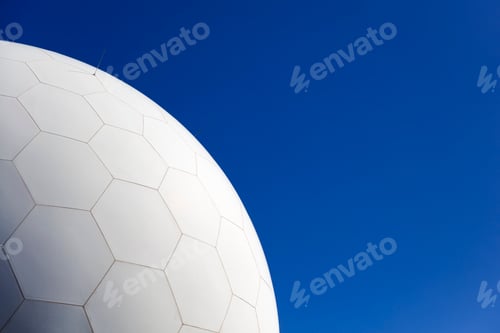 Preview: White Geodesic Dome Against Clear Blue Sky