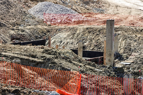 Preview: View over the foundations of a building in civil construction