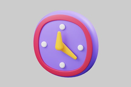 Preview: Cartoon clock purple and pink