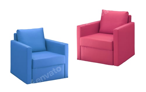 Preview: blue and red modern armchairs isolated