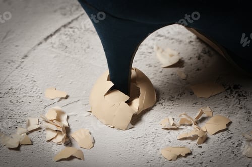 Preview: Eggshell Crushed By A Heel On The Floor