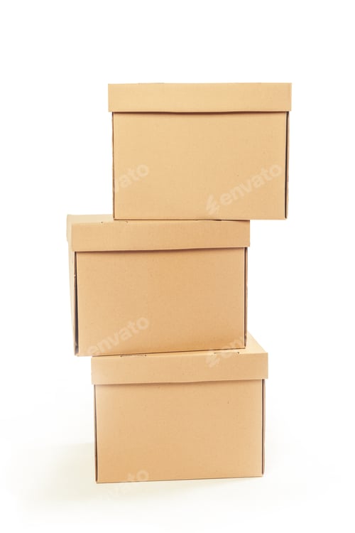 Preview: Cardboard boxes isolated over white background