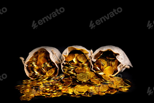 Preview: Stacking gold coin in treasure sack
