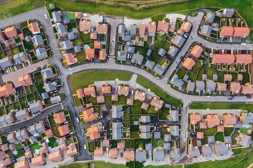 Preview: Aerial top down view of houses in England