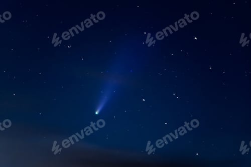 Preview: Neowise comet in the starry sky. Astrophotography