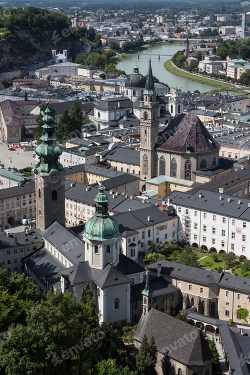Preview: View from Hohensalzburg Castle above the city of Salzburg in Austria