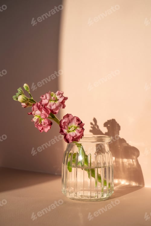 Preview: Beautiful abstract background with flowers and vases.
