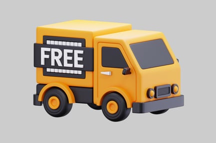 Preview: A 3D Illustration Of A Yellow Delivery Truck With A Free Sign