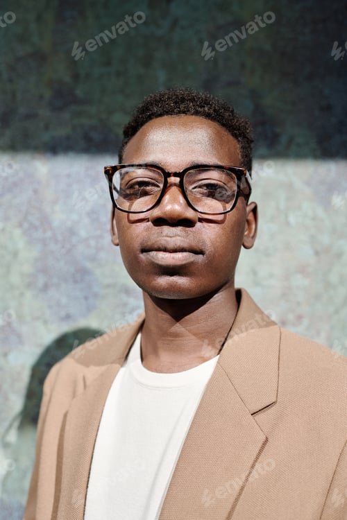 Preview: Young Black CEO In Eyeglasses Portrait