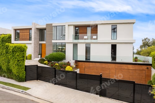Preview: Contemporary house on a corner lot with lush foliage
