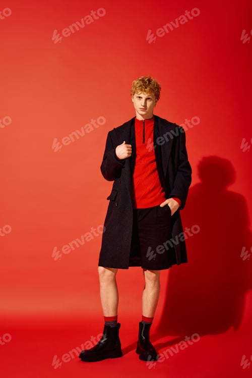 Preview: Trendy Christmas fashion ideas for men in 2025 featuring a bold red and black ensemble