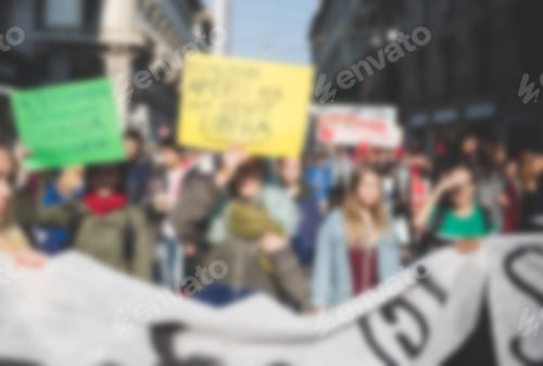 Preview: Blurred crowd protesting in the streets