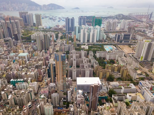 Preview: Hong Kong Downtown, China. Financial district in city in Asia. Skyscraper buildings