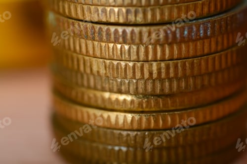 Preview: Stack of coins close-up, macro shot.