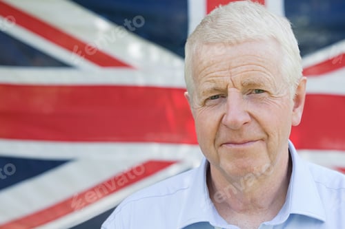 Preview: Senior man and british flag