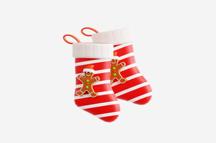 Preview: Christmas Stocking 3D Icon for Winter and Christmas