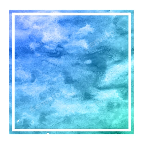 Preview: Cold blue hand drawn watercolor rectangular frame background texture with stains