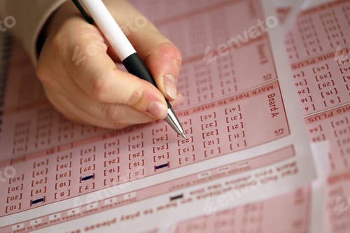 Preview: Filling out a lottery ticket. A young woman plays the lottery and dreams of winning