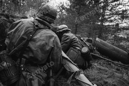 Preview: German Wehrmacht Infantry Soldiers In World War II Hidden Sittin