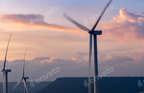 Preview: Wind Turbines at Sunset, Generating Clean Energy