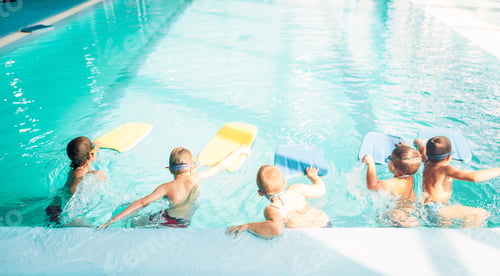 Preview: Boys starts simming in pool with plank