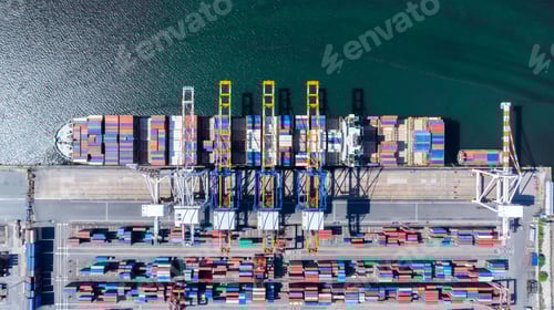 Preview: Aerial view cargo container ship global business maritime logistic, Cargo container ship freight