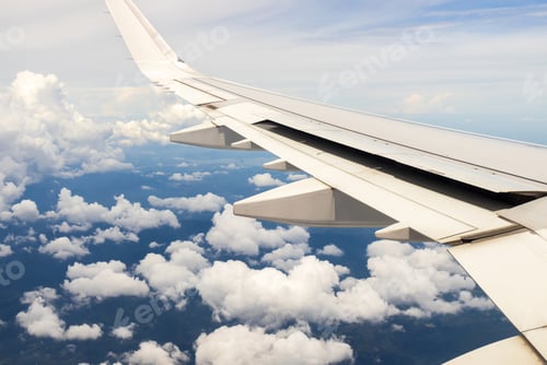 Preview: View from airplane window to see sky on evening time