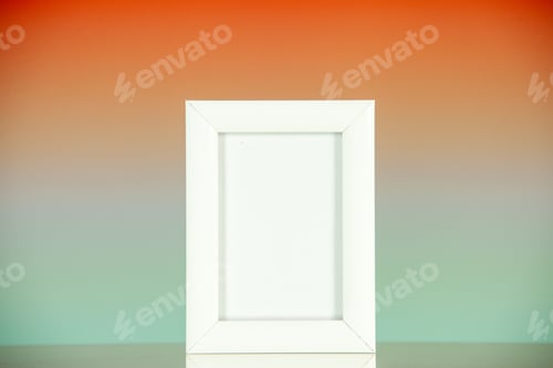 Preview: front view white picture frame on a light red background portrait family color photo shoot picture