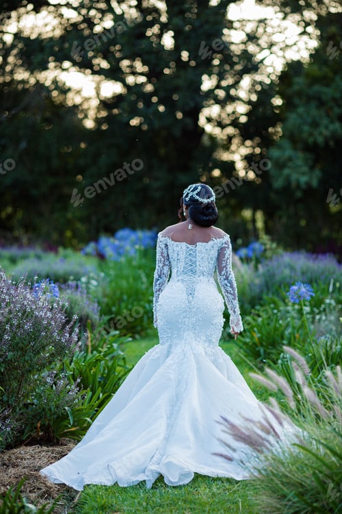 Preview: Bride bridal dress gown back details straps hands lace fabric Kenyan Weddings