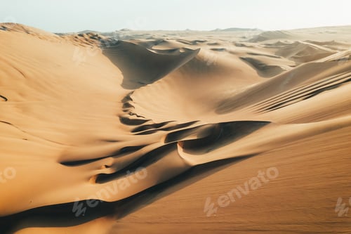 Preview: Aerial sunset photo of desert textures in Huacachina, Ica, Peru, South America