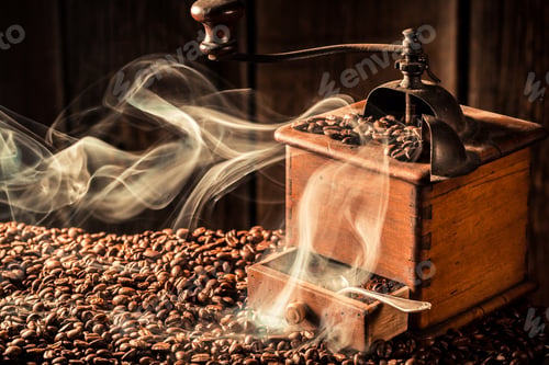 Preview: Fragrance of roasted ground coffee on dark background