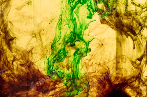 Vista previa: full frame of yellow and green paint splashes and swirls