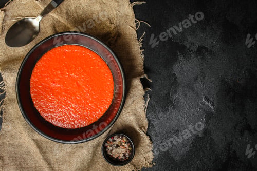 Preview: Gazpacho, Tomato Or Carrot Soup With Vegetables (Delicious Feather Dish, Healthy Cooking) Menu
