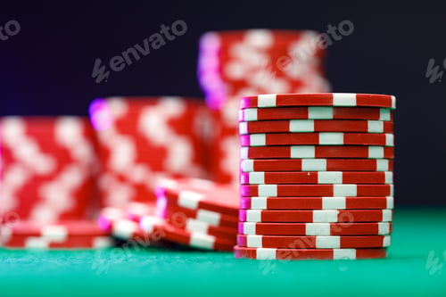 Preview: Stacks of playing chips on casino table