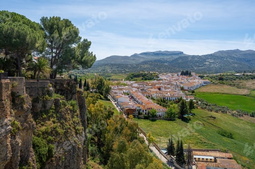 Preview: Aerial view of Ronda with Barrio San Francisco - Ronda, Andalusia, Spain