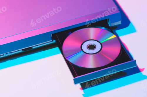 Preview: close up view of dvd player with disk