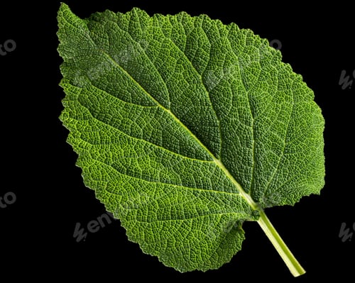 Preview: Clary sage leaf, lat. Salvia sclarea, isolated on black background
