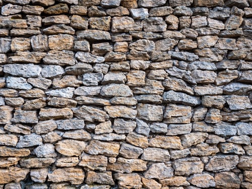 Preview: Outdoor stone wall composed of assorted sizes of rocks