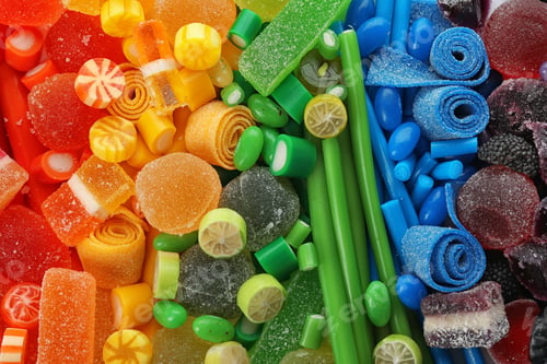 Preview: Pile of delicious colorful chewing candies as background