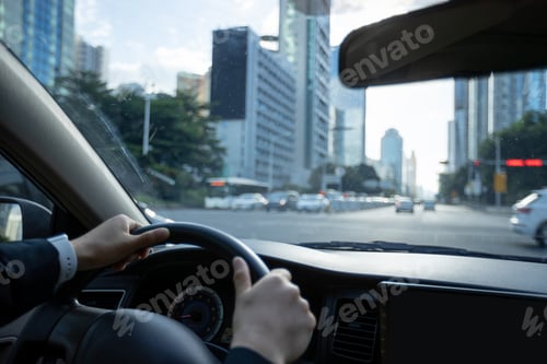Preview: People driving car on city road