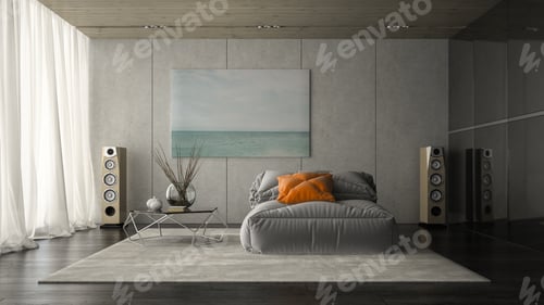 Preview: Interior of modern design room 3D rendering